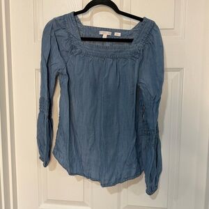LC Lauren Conrad Denim Blue Blouse with Long Sleeves